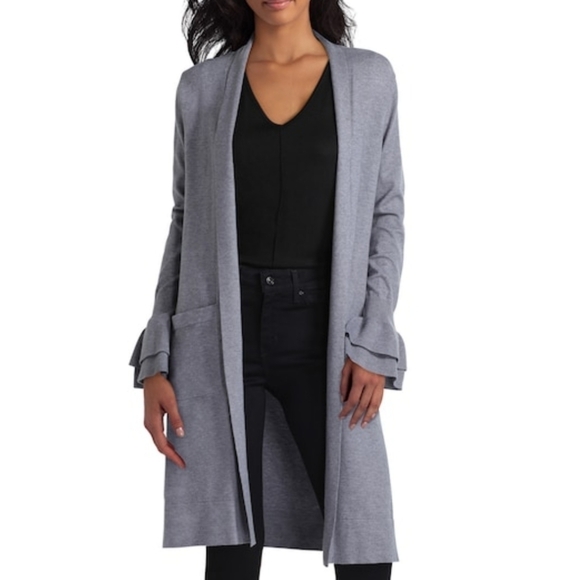 ISAAC Mizrahi Gray Duster Cardigan Size M - Picture 1 of 16
